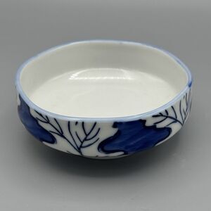 Vtg Arita Ware Porcelain Trinket Rice Bowl Cobalt Blue Leaf Twig Design Imari